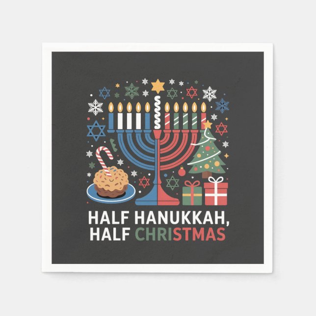 Half Christmas Half Hanukkah Christmukkah Funny  Napkins (Front)