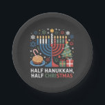 Half Christmas Half Hanukkah Christmukkah Funny  Paper Plates<br><div class="desc">Christmas Hanukkah mashup,  menorah Christmas,  interfaith holiday humor,  Chrismukkah,  funny Jewish Christmas,  holiday crossover,  Jewish humor,  festive dual holiday,  Christmas 2025,  Hanukkah 2025</div>