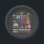 Half Christmas Half Hanukkah Christmukkah Funny  Paper Plates<br><div class="desc">Christmas Hanukkah mashup,  menorah Christmas,  interfaith holiday humor,  Chrismukkah,  funny Jewish Christmas,  holiday crossover,  Jewish humor,  festive dual holiday,  Christmas 2025,  Hanukkah 2025</div>