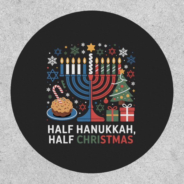Half Christmas Half Hanukkah Christmukkah Funny  Patch (Front)