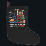 Half Christmas Half Hanukkah Christmukkah Funny  Small Christmas Stocking<br><div class="desc">Christmas Hanukkah mashup,  menorah Christmas,  interfaith holiday humor,  Chrismukkah,  funny Jewish Christmas,  holiday crossover,  Jewish humor,  festive dual holiday,  Christmas 2025,  Hanukkah 2025</div>