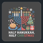 Half Christmas Half Hanukkah Christmukkah Funny  Square Sticker<br><div class="desc">Christmas Hanukkah mashup,  menorah Christmas,  interfaith holiday humor,  Chrismukkah,  funny Jewish Christmas,  holiday crossover,  Jewish humor,  festive dual holiday,  Christmas 2025,  Hanukkah 2025</div>