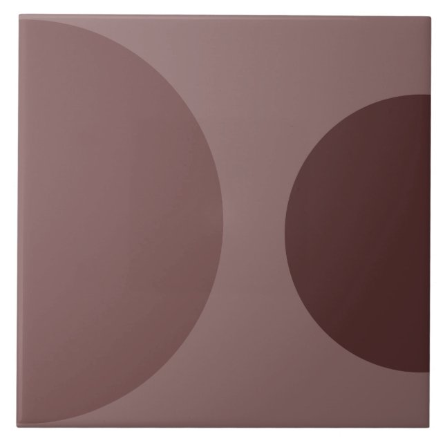 Half Circle Pattern Modern Burgundy Geometric Ceramic Tile (Front)