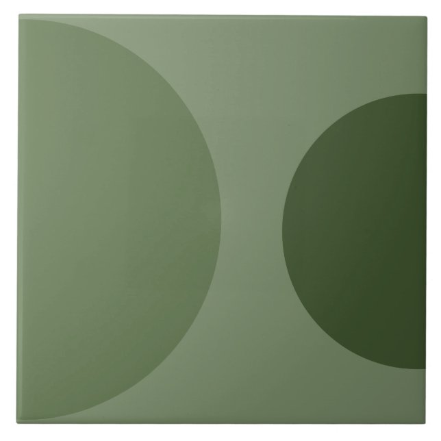Half Circle Pattern Modern Sage Green Geometric Ceramic Tile (Front)