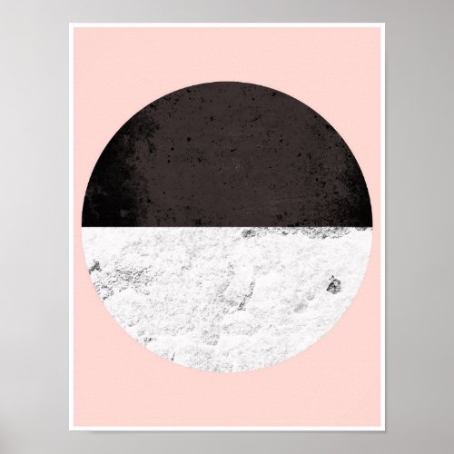 Half Circle pink white and black Poster