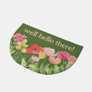 Half Circle Watercolor Floral Doormat