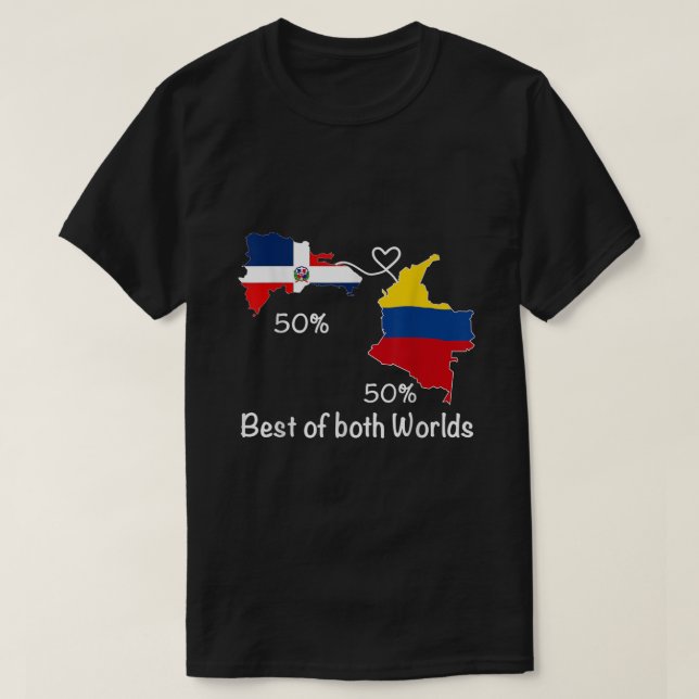 Half Colombian Half Dominican Flag Map Colombia RD T-Shirt (Design Front)