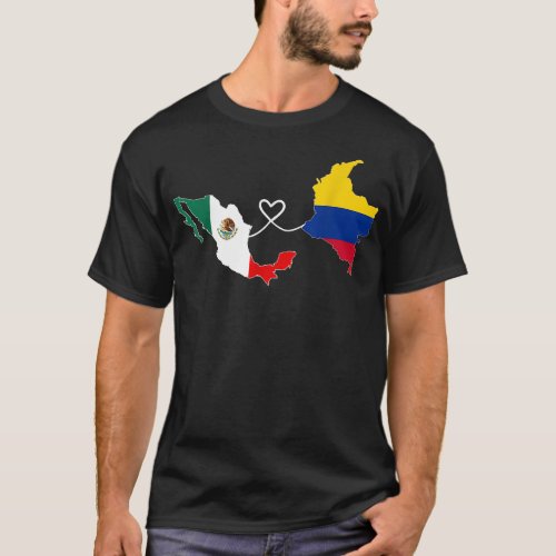 Half Colombian Half Mexican Flag Map DNA Mexico Co T_Shirt