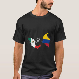 Half Colombian Half Mexican Flag Map Dna Mexico Co T-Shirt
