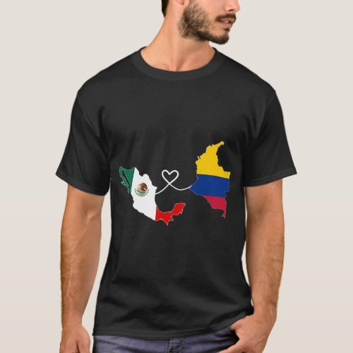 Half Colombian Half Mexican Flag Map DNA Mexico Co T_Shirt