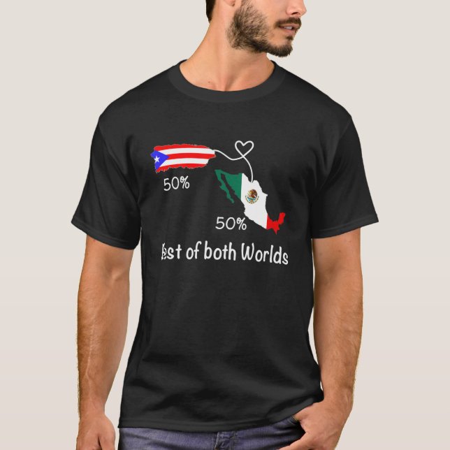 Half Colombian Half Mexican Flag Map Love Mexico C T-Shirt (Front)