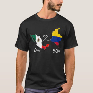 Half Colombian Half Mexican Flag Map Love Mexico C T-Shirt