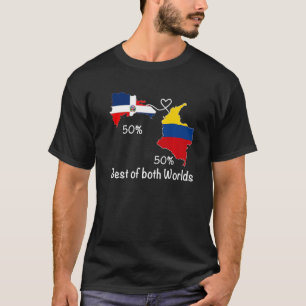 Half Colombian Half Mexican Flag Map Love Mexico C T-Shirt