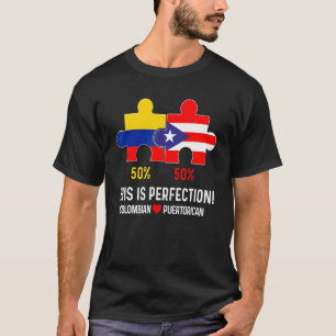Half Colombian Half Puerto Rican Flag Map Boricua T-Shirt