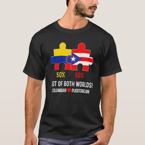 Half Colombian Half Puerto Rican Flag Map Boricua T_Shirt