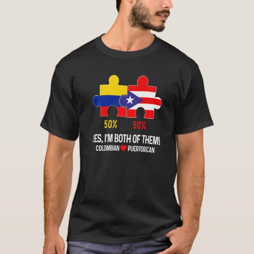 Half Colombian Half Puerto Rican Flag Map Boricua T_Shirt