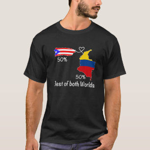 Half Colombian Half Puerto Rican Flag Map Boricua T-Shirt