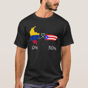 Half Colombian Half Puerto Rican Flag Map Love Col T-Shirt