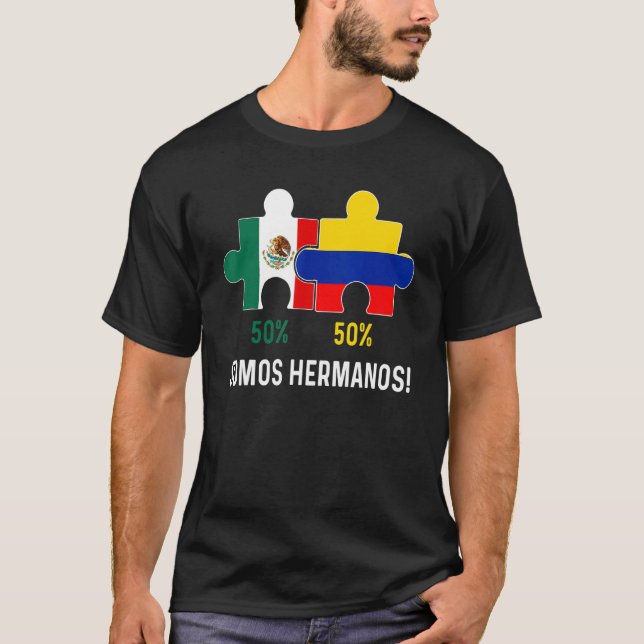 Half Colombian Mexican Flag DNA Mexico Co T-Shirt (Front)