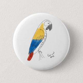 half color parrot pinback button