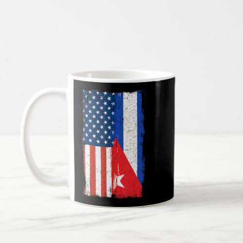 Half Cuban Half American Flag Cuba America Roots  Coffee Mug