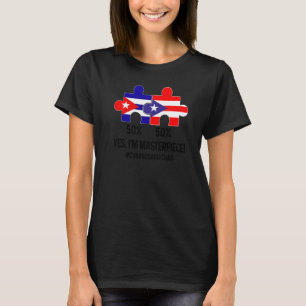 Half Cuban Half Dominican Flag Map Combined Cuba R T-Shirt