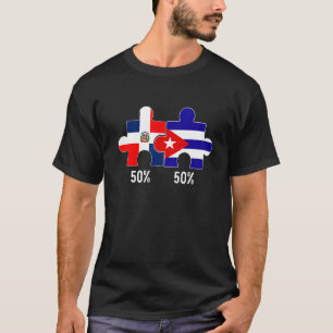 Half Cuban Half Dominican Flag Map Combined Cuba R T-Shirt