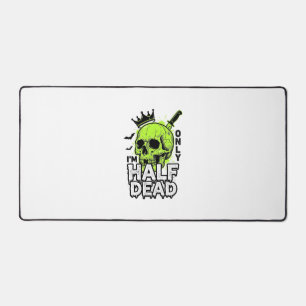 Half Dead Skull Halloween Vintage Engraving Shirt Desk Mat