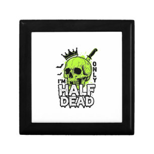 Half Dead Skull Halloween Vintage Engraving Shirt Gift Box
