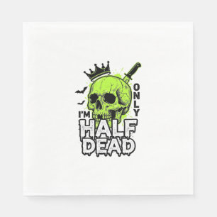 Half Dead Skull Halloween Vintage Engraving Shirt Napkins