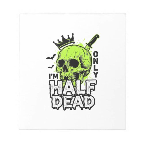 Half Dead Skull Halloween Vintage Engraving Shirt  Notepad