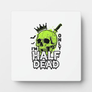 Half Dead Skull Halloween Vintage Engraving Shirt  Plaque