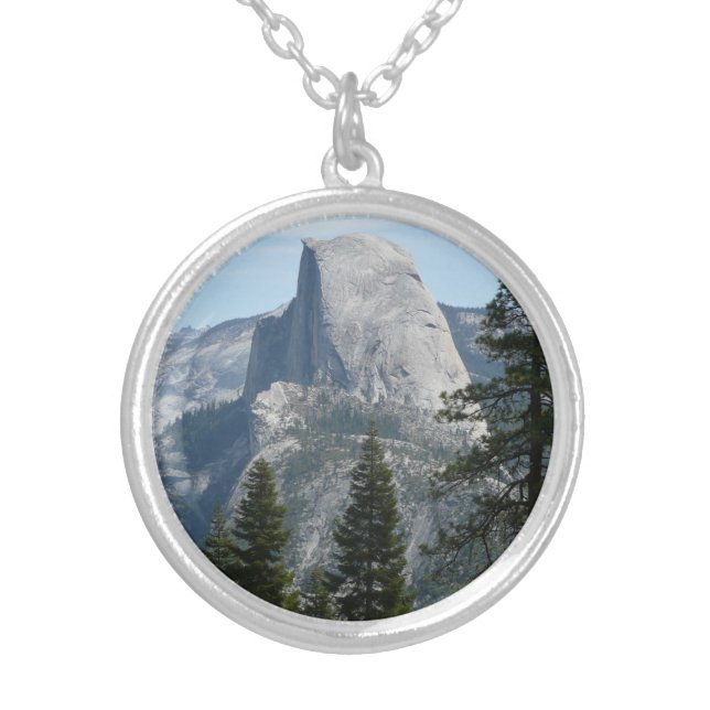 Half Dome from Panorama Trail I Silver Plated Necklace (Front)