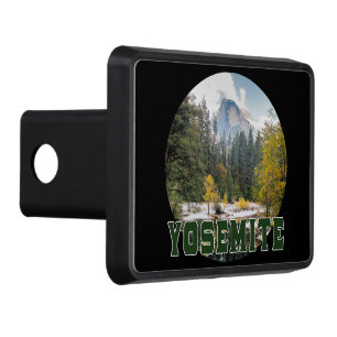 Half Dome in Autumn, with "Yosemite" text Hitch Cover