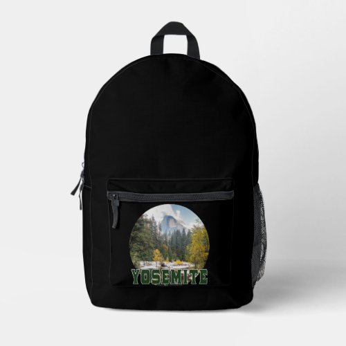 Half Dome in Autumn with Yosemite text Printed Backpack