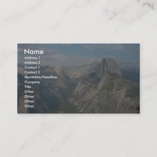 Half Dome In Yosemite National Park (As Viewed Fro Business Card Template