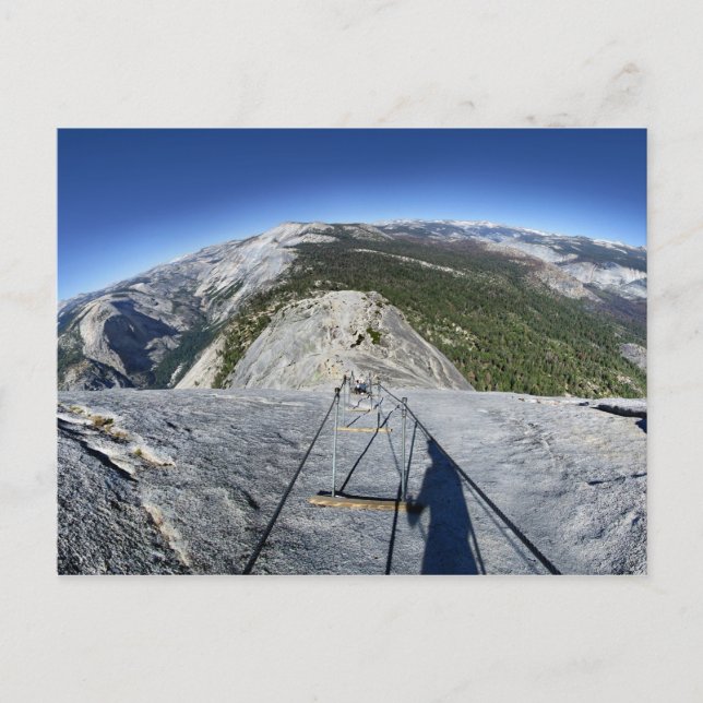 Half Dome Looking Down from the Cables - Yosemite Postcard (Front)