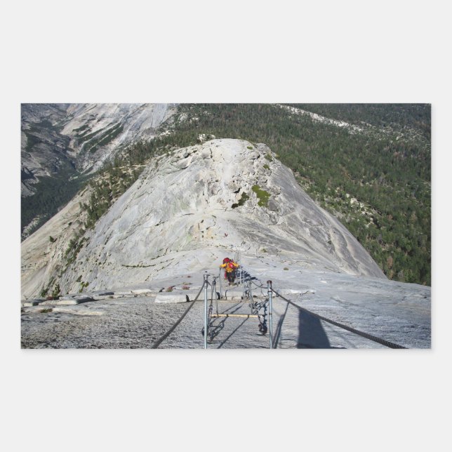 Half Dome Looking Down from the Cables - Yosemite Rectangular Sticker (Front)