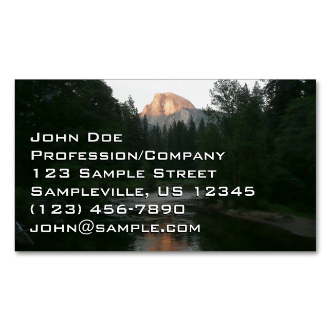 Half Dome Sunset in Yosemite National Park Business Card Magnet (Front)