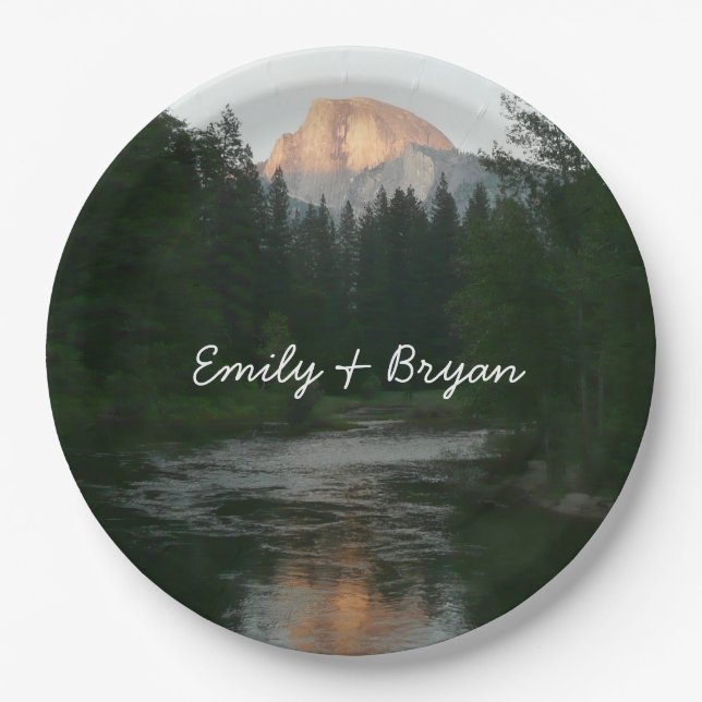 Half Dome Sunset in Yosemite National Park Paper Plates (Front)
