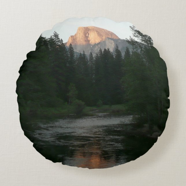 Half Dome Sunset in Yosemite National Park Round Pillow (Front)