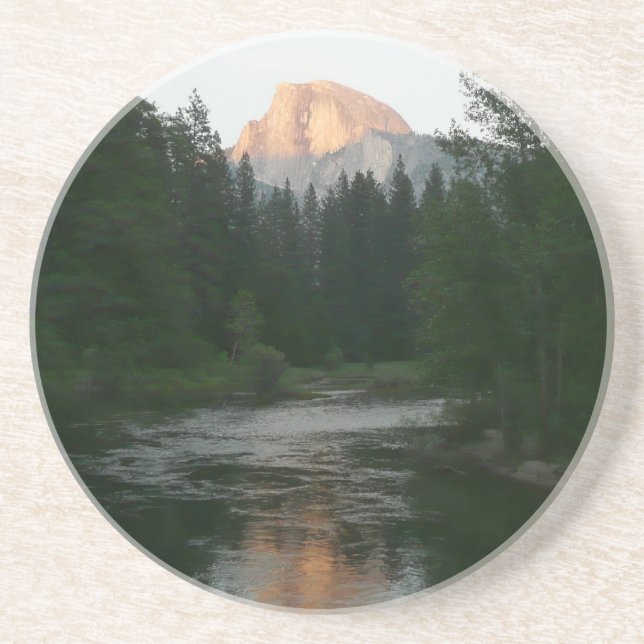 Half Dome Sunset in Yosemite National Park Sandstone Coaster (Front)