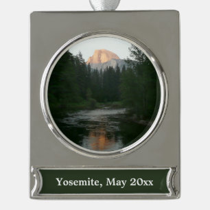 Half Dome Sunset in Yosemite National Park Silver Plated Banner Ornament