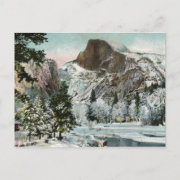 Half Dome, Yosemite in Winter Vintage Postcard