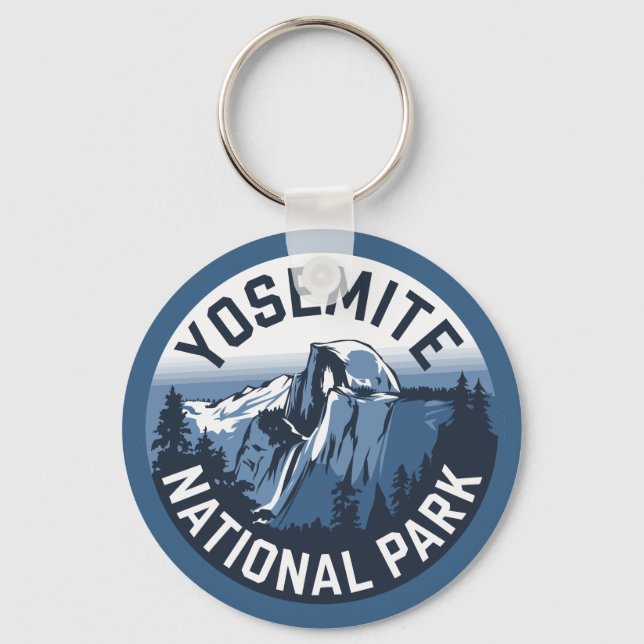 Half Dome Yosemite Round Emblem Keychain (Front)