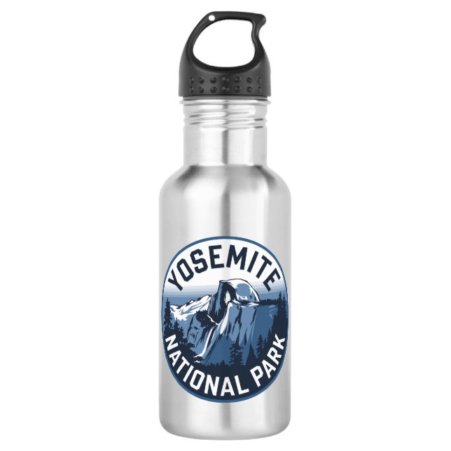 Half Dome Yosemite Round Emblem Stainless Steel Water Bottle (Front)