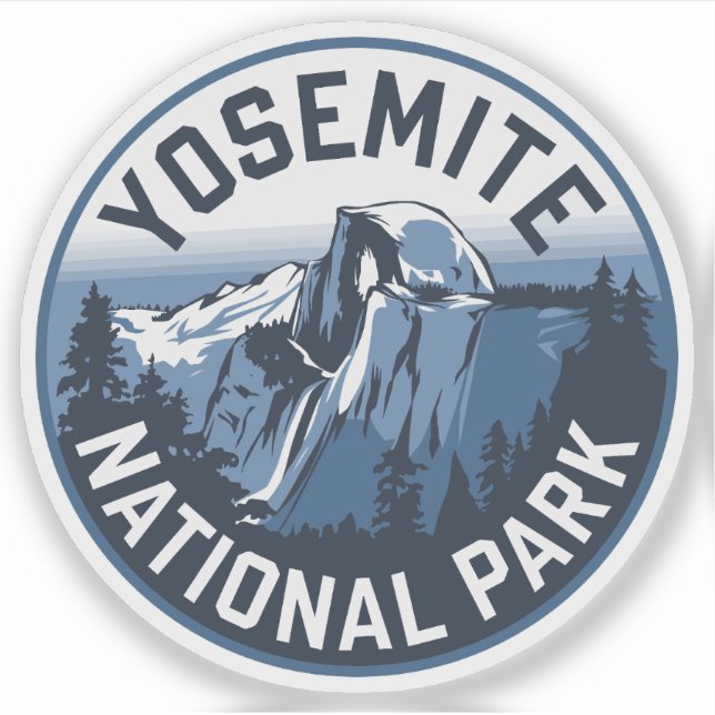 Half Dome Yosemite Round Emblem Sticker (Front)