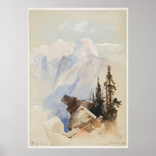 Half Dome Yosemite Thomas Moran Watercolor Art Poster