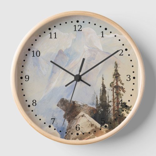 Half Dome Yosemite Watercolor Mountain Landscape  Clock