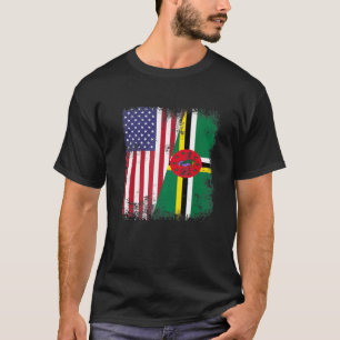Half Dominican Flag Vintage Dominica Usa T-Shirt